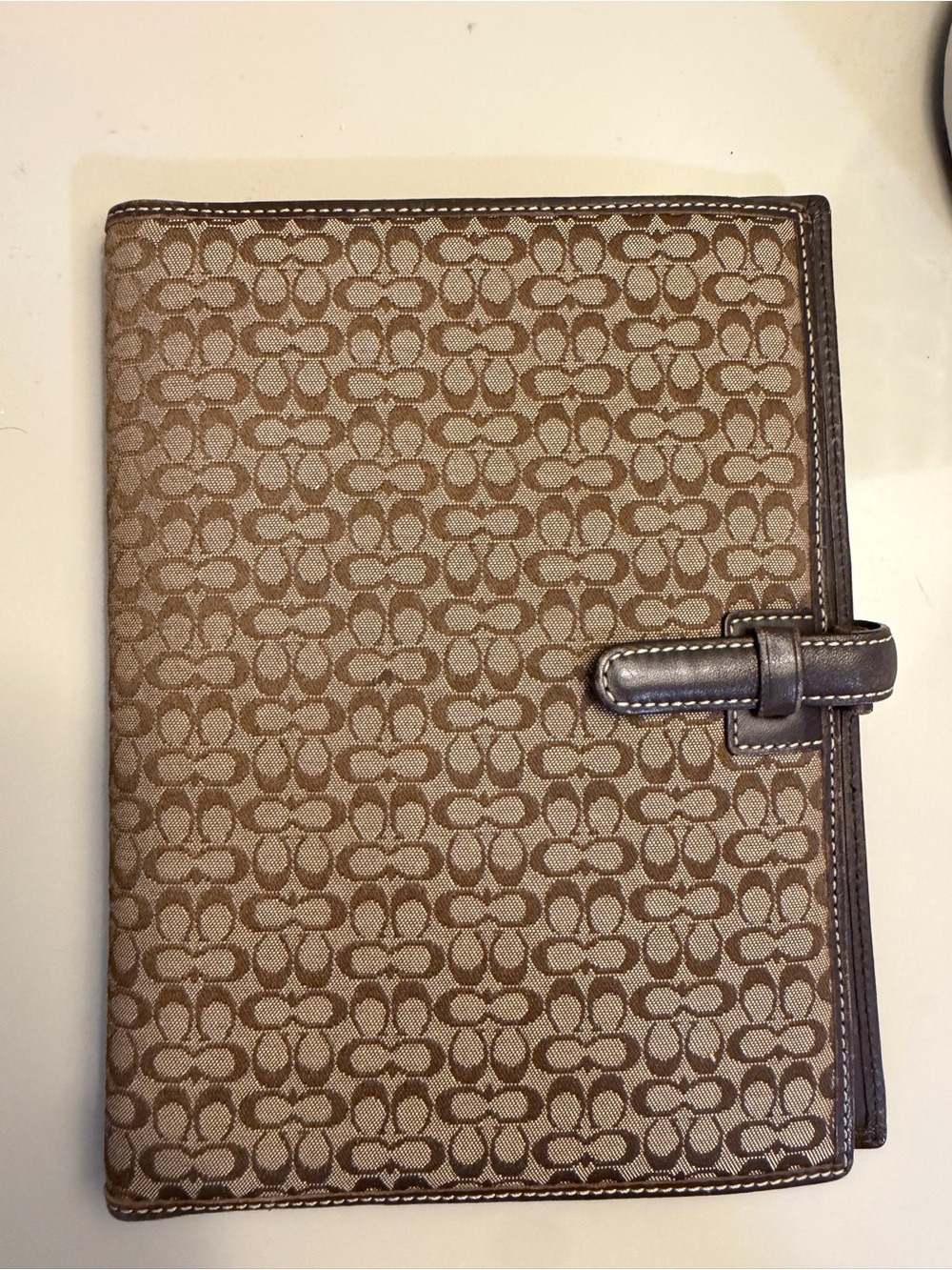 Vintage Signature 2000s Coach Leather-Trimmed Signature Pattern Folio in Brown